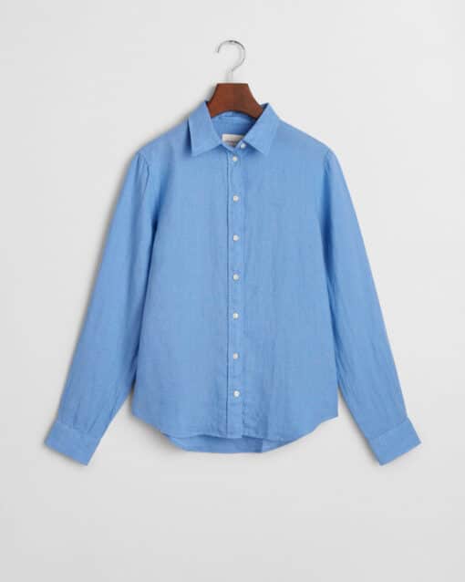 Gant Woman Reg Linen Shirt Perfect Blue