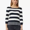 Comma, Striped Knitted Pullover White