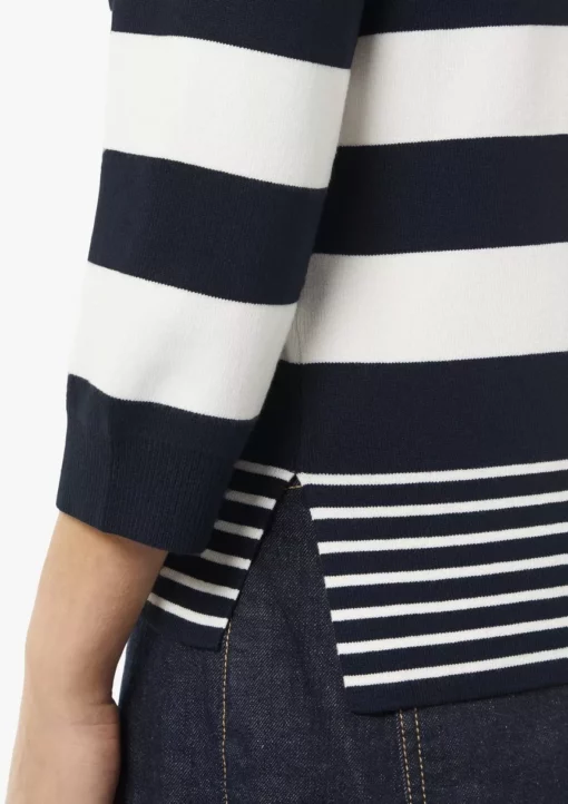 Comma, Striped Knitted Pullover White