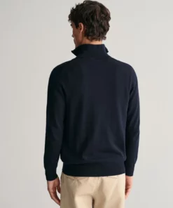 Gant Classic Cotton Half Zip Sweater Evening Blue