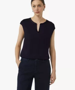 Comma, Satin T-Shirt Navy