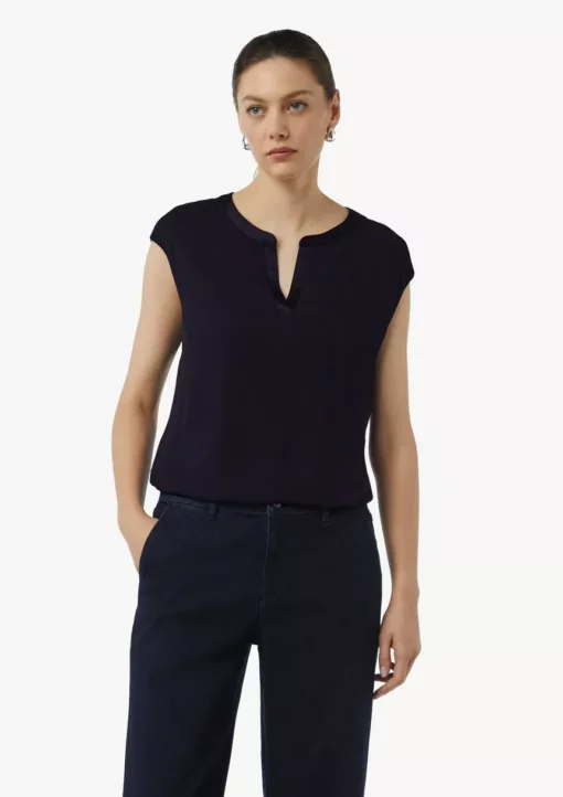 Comma, Satin T-Shirt Navy