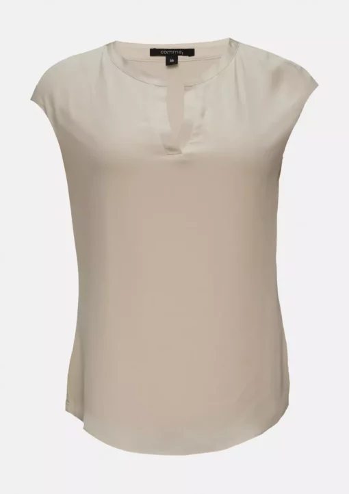 Comma, Satin T-Shirt Beige