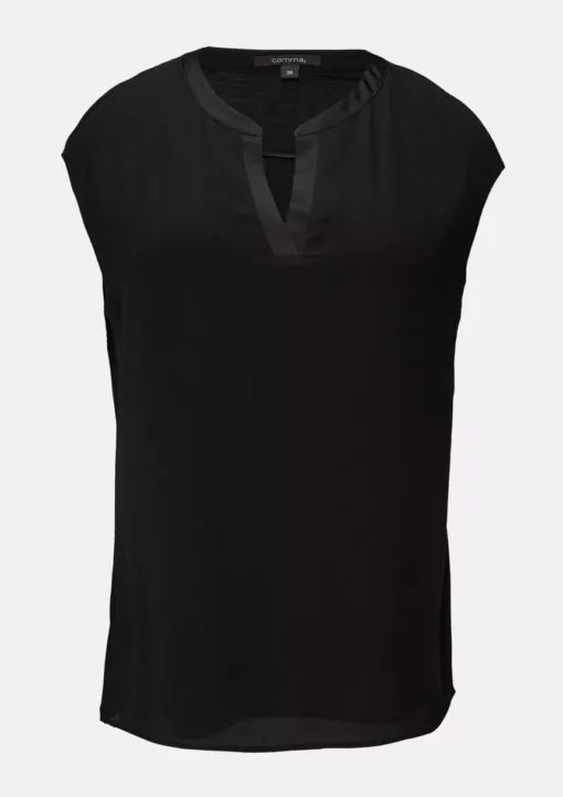 Comma, Satin T-Shirt Black