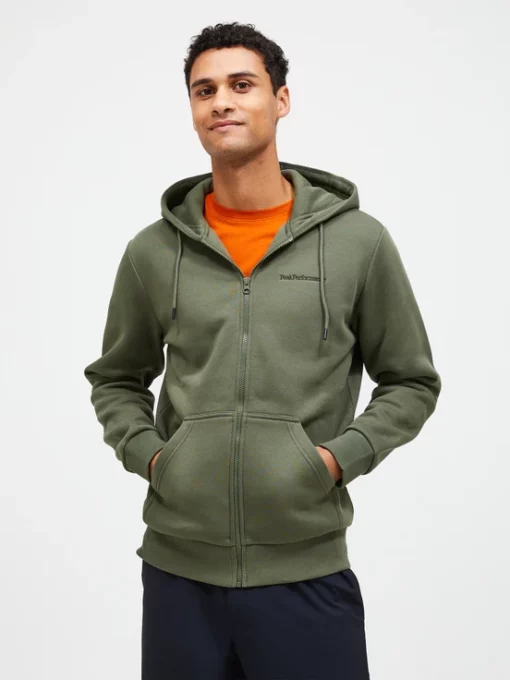 Peak Performance Original Small Logo Zip Hood Men Pine Needle