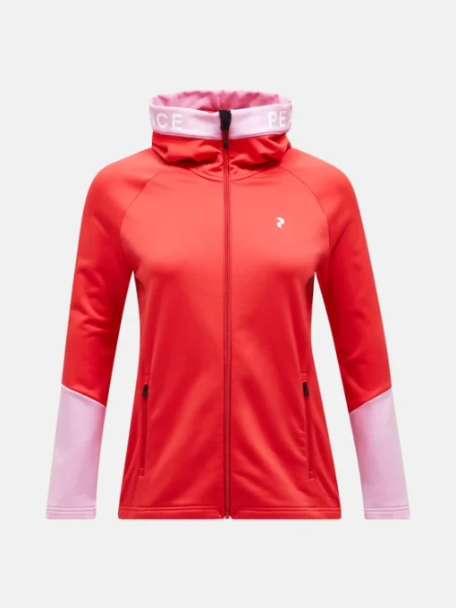 Peak Performance Rider Zip Hood Women Brilliant Red/Morning Dew