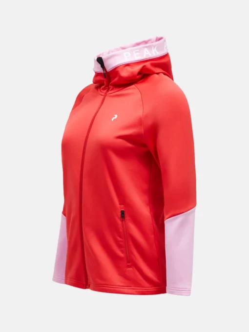 Peak Performance Rider Zip Hood Women Brilliant Red/Morning Dew