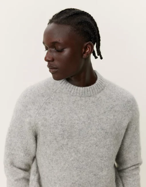 Les Deux Gilbert Roundneck Knit Light Grey Melange