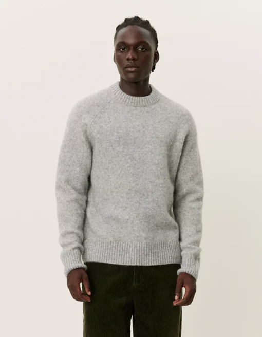 Les Deux Gilbert Roundneck Knit Light Grey Melange