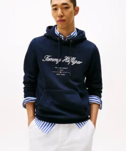 Tommy Hilfiger Script Logo Hoody Desert Sky