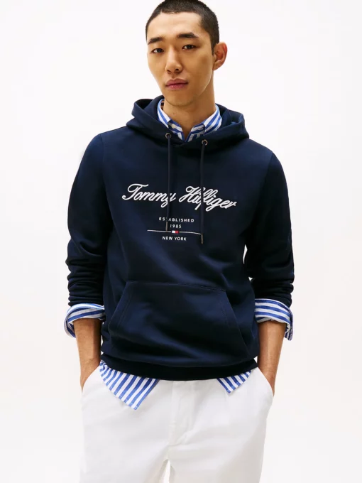 Tommy Hilfiger Script Logo Hoody Desert Sky