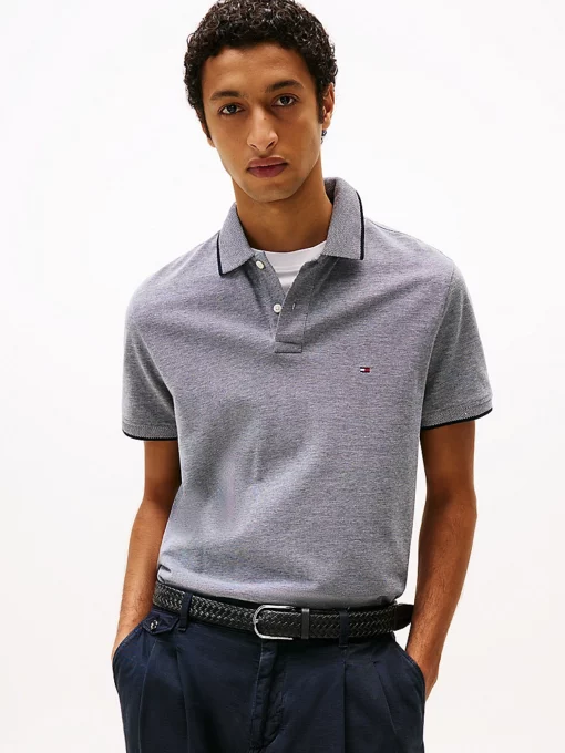 Tommy Hilfiger Regular Fit Tipped Oxford Polo Shirt Desert Sky