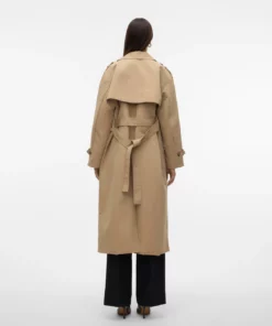 Vero Moda Chloe Long Trench Coat Silver Mink