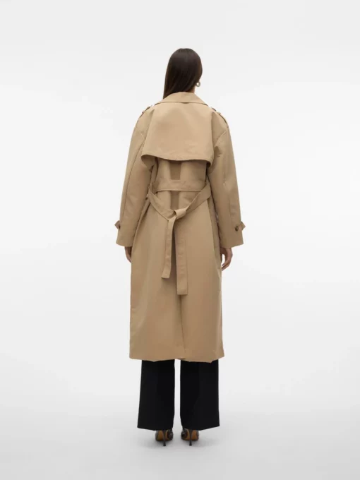 Vero Moda Chloe Long Trench Coat Silver Mink