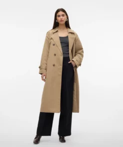 Vero Moda Chloe Long Trench Coat Silver Mink