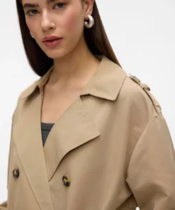 Vero Moda Chloe Long Trench Coat Silver Mink