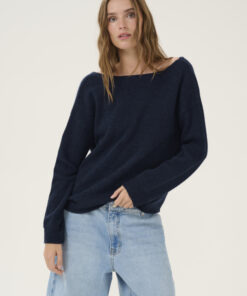 My Essential Wardrobe HumixMW Knot Knit Pullover Dark Sapphire Blue Melange