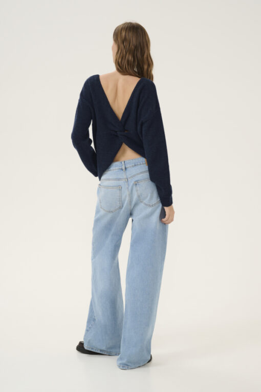 My Essential Wardrobe HumixMW Knot Knit Pullover Dark Sapphire Blue Melange
