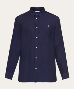 Knowledge Cotton Apparel Regular Linen Shirt Total Eclipse