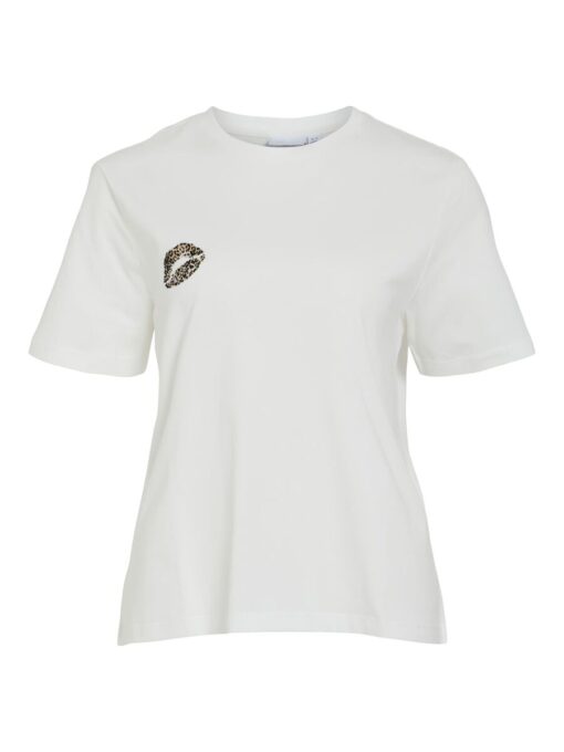Vila Sybil Leo Kiss T-shirt Cloud Dancer