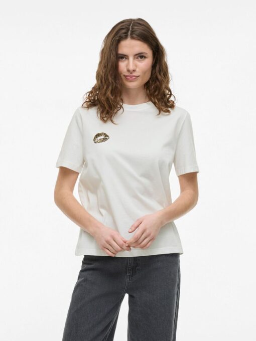 Vila Sybil Leo Kiss T-shirt Cloud Dancer