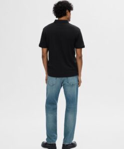 Selected Homme Fave Zip Polo Black