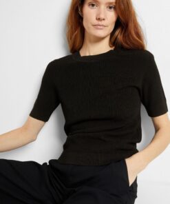 Selected Femme Elinna ss Knit Top Black