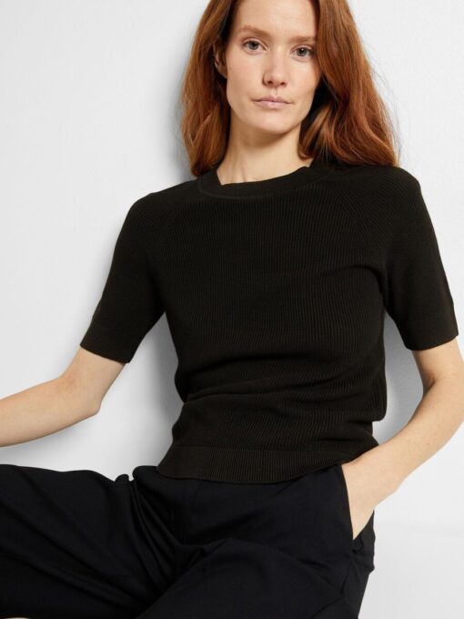 Selected Femme Elinna ss Knit Top Black