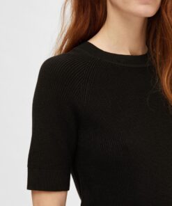 Selected Femme Elinna ss Knit Top Black