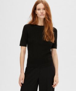 Selected Femme Elinna ss Knit Top Black