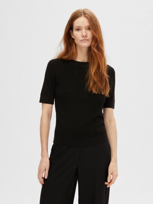 Selected Femme Elinna ss Knit Top Black