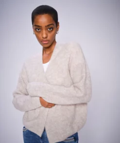 Mos Mosh Thora Relax Knit Cardigan Feather Gray