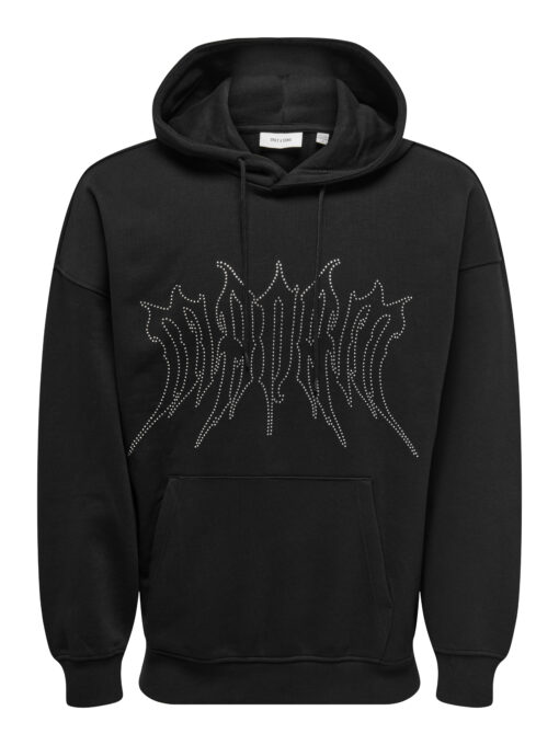 Only & Sons Rhinestone Hoodie Black