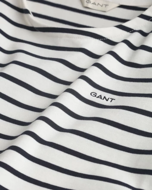Gant Woman Breton C-Neck ss T-shirt Eggshell