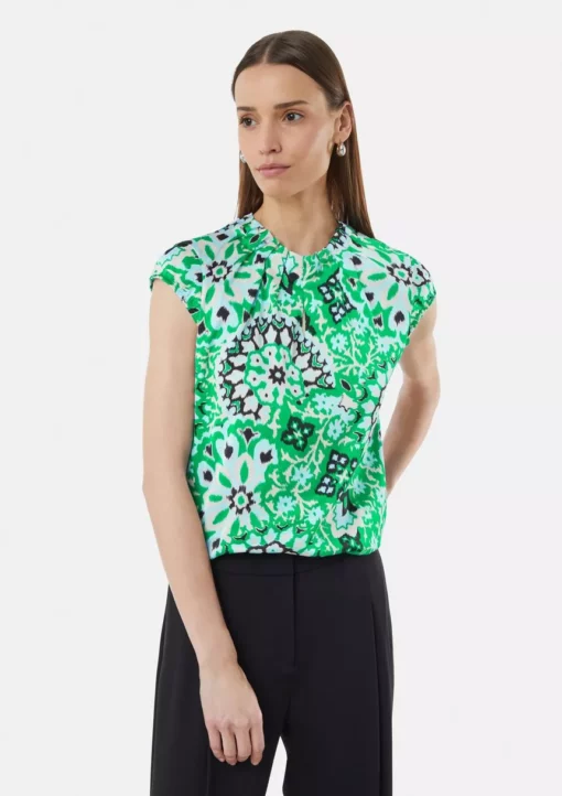 Comma, Print Blouse Top Smaragd