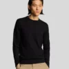 Lyle & Scott Tonal Superfine Crew Neck Jumper Jet Black