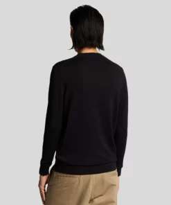 Lyle & Scott Tonal Superfine Crew Neck Jumper Jet Black