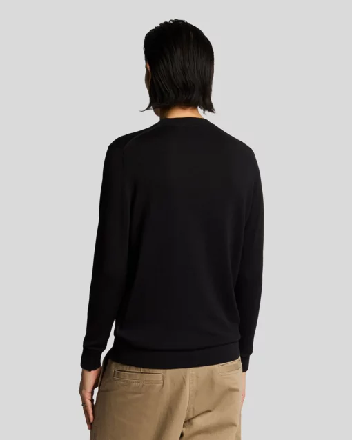 Lyle & Scott Tonal Superfine Crew Neck Jumper Jet Black