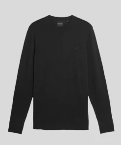 Lyle & Scott Tonal Superfine Crew Neck Jumper Jet Black