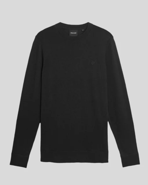 Lyle & Scott Tonal Superfine Crew Neck Jumper Jet Black