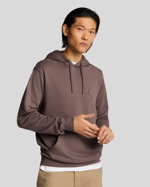 Lyle & Scott Superfine Pullover Hoodie Plum Truffle