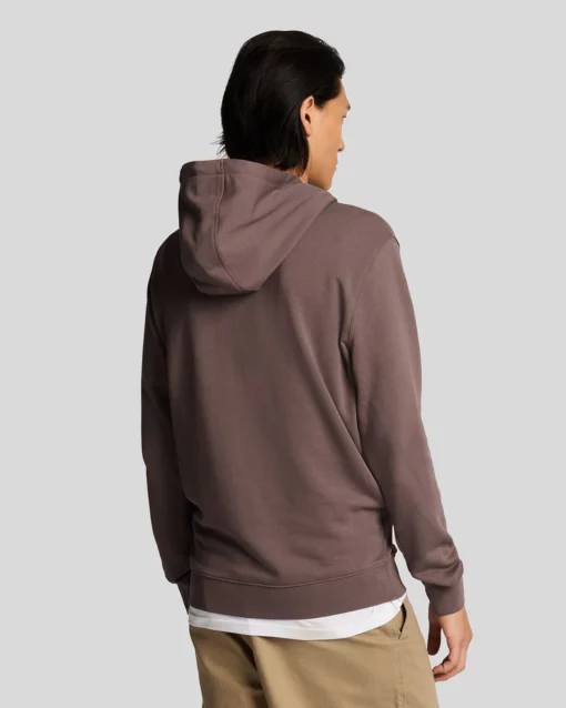 Lyle & Scott Superfine Pullover Hoodie Plum Truffle
