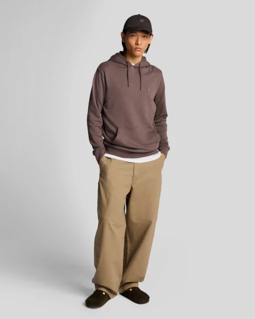 Lyle & Scott Superfine Pullover Hoodie Plum Truffle