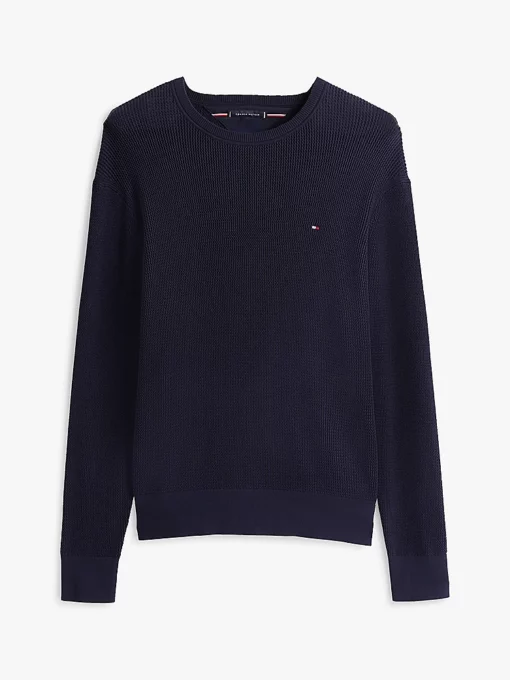 Tommy Hilfiger Textured Crew Neck Jumper Desert Sky