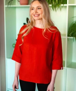 Nakoa Classic Linen Blouse Burnt Orange
