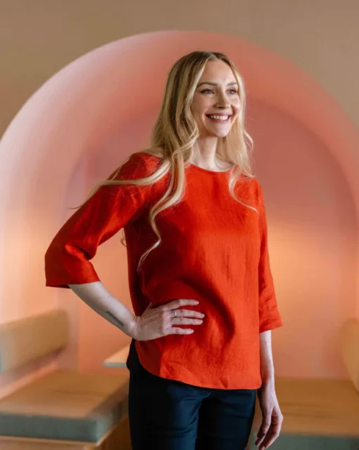 Nakoa Classic Linen Blouse Burnt Orange