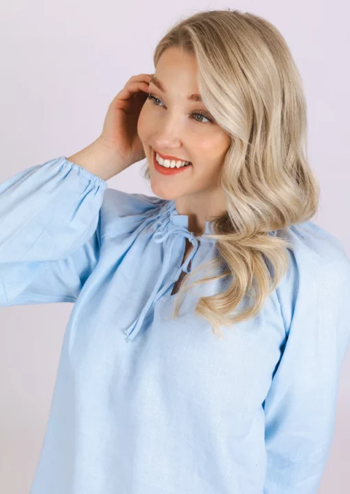 Nakoa Paloma Linen Blouse Sky Blue