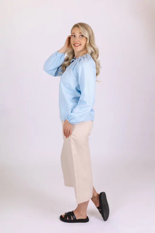 Nakoa Paloma Linen Blouse Sky Blue