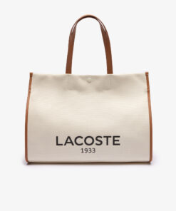 Lacoste Large Heritage Canvas Tote Bag Natural Tan