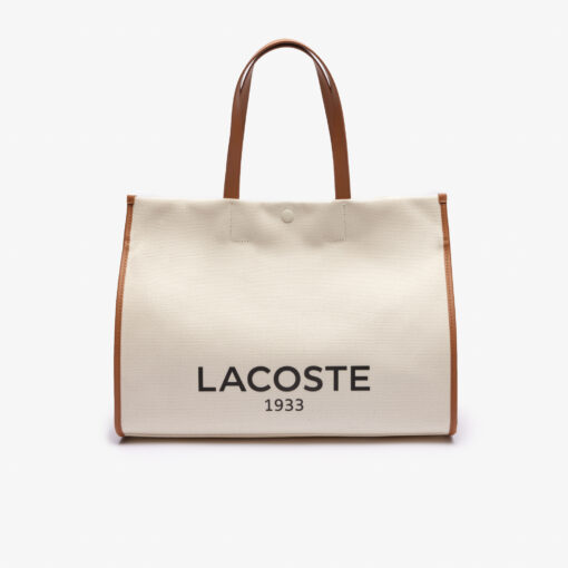 Lacoste Large Heritage Canvas Tote Bag Natural Tan